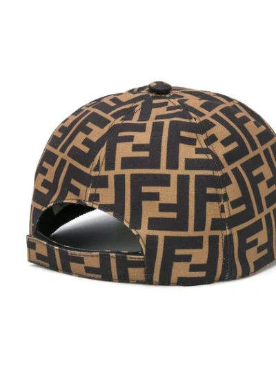 Shop Fendi Ff Motif Cap In Brown