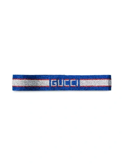 Shop Gucci Logo Headband In Blue