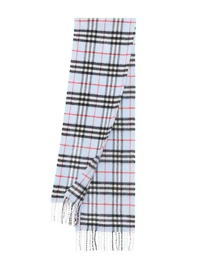 Shop Burberry The Mini Classic Vintage Check Cashmere Scarf In Blue