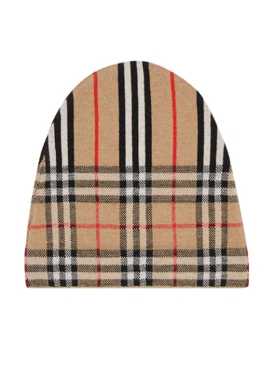 Shop Burberry Vintage Check And Icon Stripe Wool Two-piece Gift Set In Brown