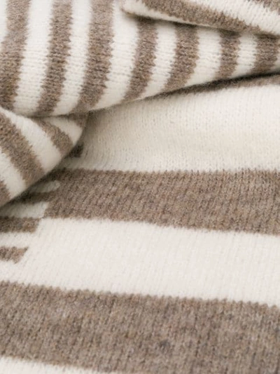 Shop Anja Schwerbrock Multi-stipe Fine Knit Scarf In White