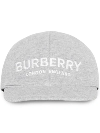 Shop Burberry Embroidered Logo Baseball Cap In Grey