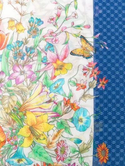 Shop Gucci Floral Scarf In Blue