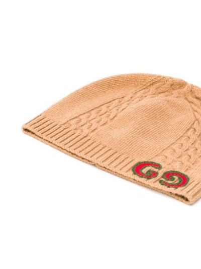 Shop Gucci Gg Knitted Beanie In Neutrals