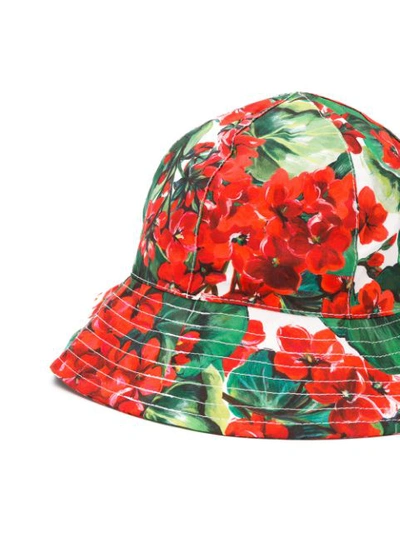 Shop Dolce & Gabbana Floral Sun Hat In Green