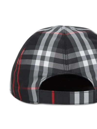 Shop Burberry Check Print Baseball Cap In Black