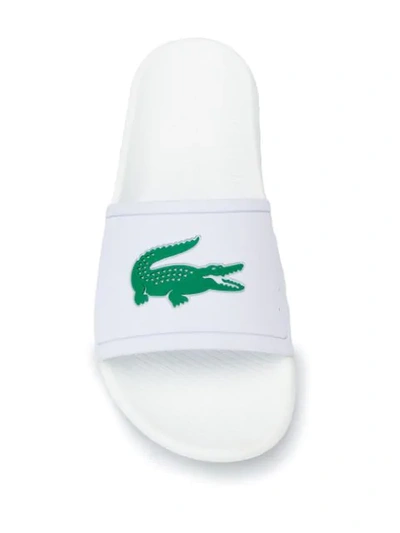 Shop Lacoste Logo Slides In White