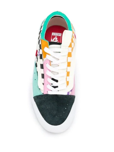 Vans Color Block And Check Print Ua Old Skool Cap Lx Sneakers In Black