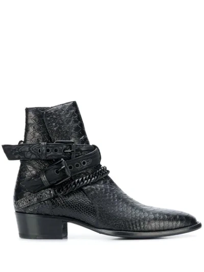 CROC-EFFECT ANKLE BOOTS