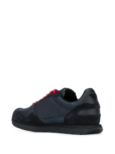 Shop Emporio Armani Mesh And Suede Panelled Sneakers In Blue