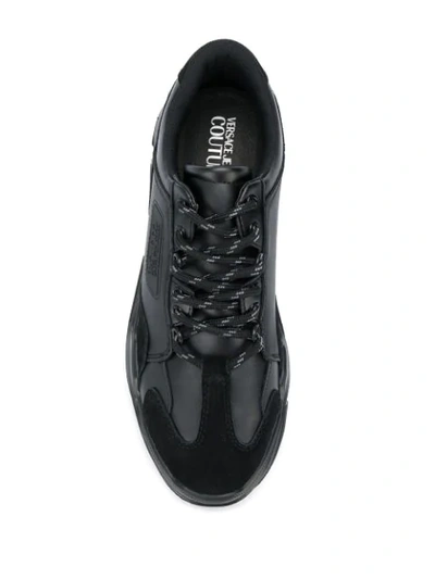Shop Versace Jeans Couture Logo Embossed Trainers In 899 Black