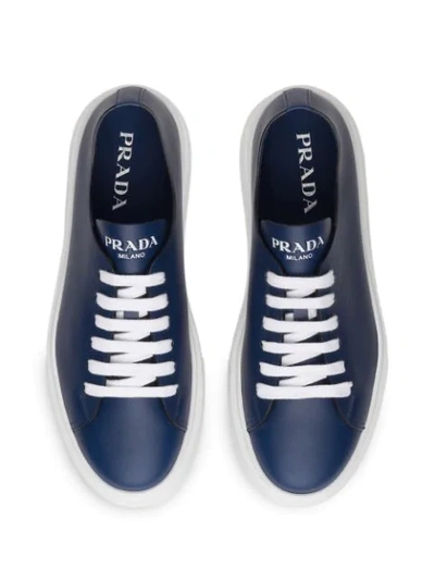 Shop Prada Platform Low-top Sneakers In Blue