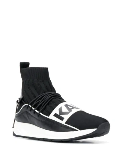 Shop Karl Lagerfeld Vektor Karl Band Hi Sock Trainers In Black
