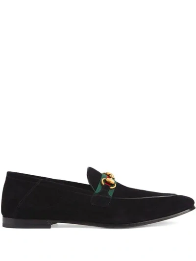 Shop Gucci Web Detail Horsebit Loafers In Black