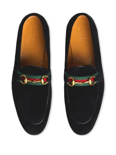 Shop Gucci Web Detail Horsebit Loafers In Black