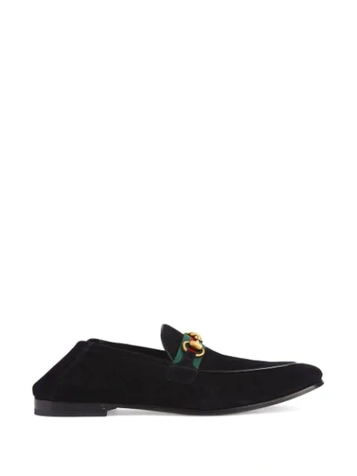 Shop Gucci Web Detail Horsebit Loafers In Black