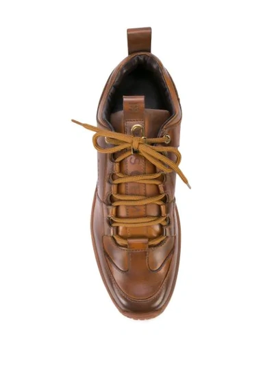 Shop Buscemi Panelled Logo Sneakers In Brown