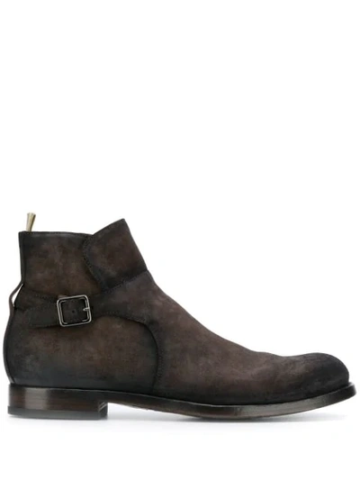 Shop Officine Creative Side Buckle Boots In Brown