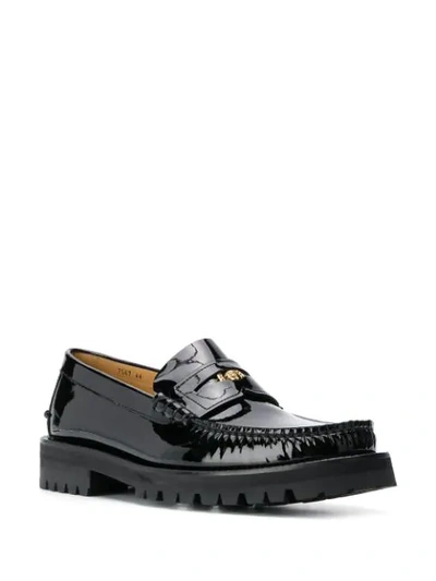 Shop Versace Medusa Head Embellished Loafers In Black