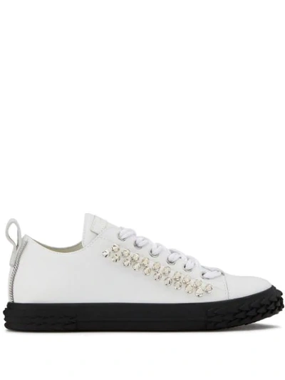 Shop Giuseppe Zanotti Low Top Stud Sneakers In White