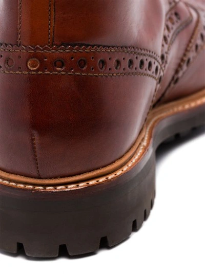 Shop Grenson Fred Hand-printed Leather Ankle Boots In Brown