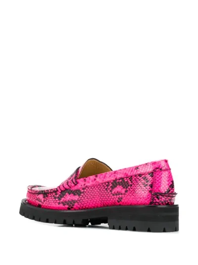 Shop Versace Python Print Leather Loafers In Pink