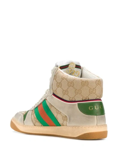 Shop Gucci Virtus Gg Supreme High-top Sneakers In 9661 N.sand/d.mil/v.gr/n.