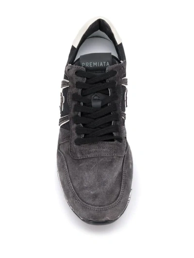 Shop Premiata Patchwork Low Top Sneakers In Black