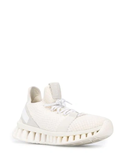Shop Ermenegildo Zegna Knit Sneakers In White