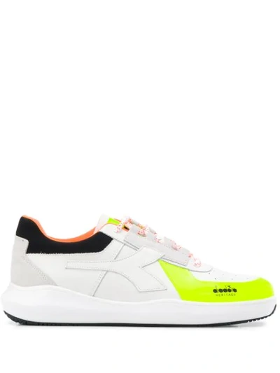 Shop Diadora Mi Basket H Low Mds Fluo Sneakers In White ,yellow