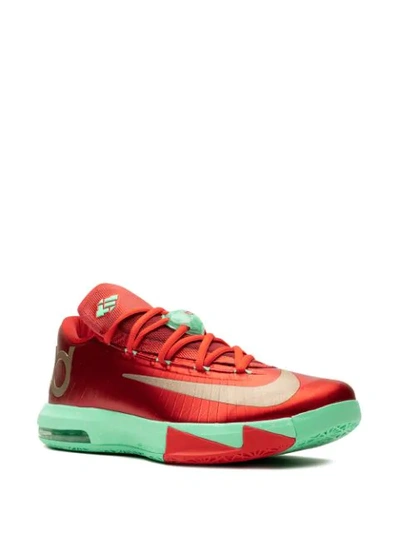 Nike Kd 6 Xmas Sneakers In Lt Crmsn/mtlc Gld Grn-grn Glw