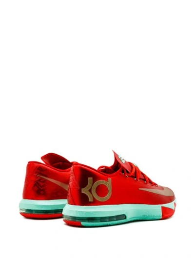 Nike Kd 6 Xmas Sneakers In Lt Crmsn/mtlc Gld Grn-grn Glw