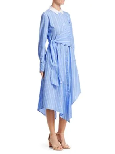 Shop Jonathan Simkhai Asymmetric Oxford Wrap Dress In Blue