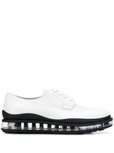 Shop Prada Rubber Sole Derby Shoes In White