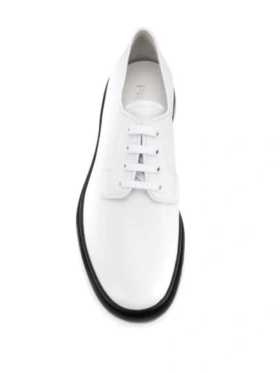 Shop Prada Rubber Sole Derby Shoes In White