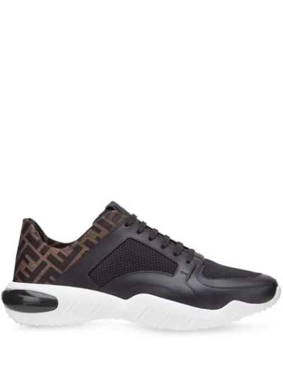 Shop Fendi Jacquard Ff Motif Running Sneakers In Black