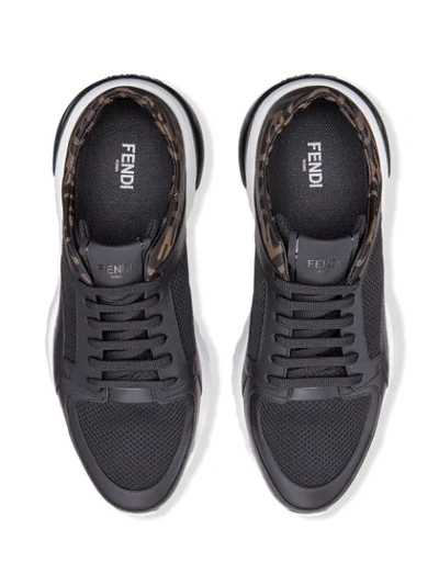 Shop Fendi Jacquard Ff Motif Running Sneakers In Black