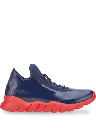 Shop Fendi Shaded-effect Ff Print Low-top Sneakers In Blue