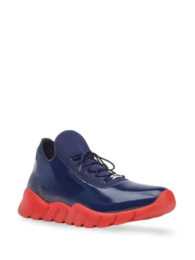 Shop Fendi Shaded-effect Ff Print Low-top Sneakers In Blue