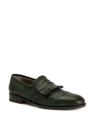 Shop Manolo Blahnik Dasio Fringed Loafers In Green