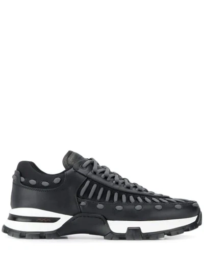 Shop Ermenegildo Zegna Lace Detail Sneakers In Black