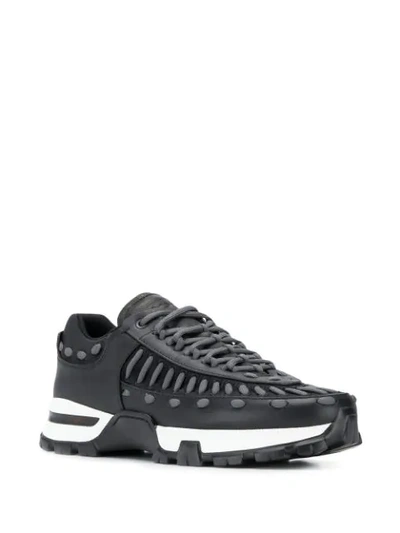Shop Ermenegildo Zegna Lace Detail Sneakers In Black