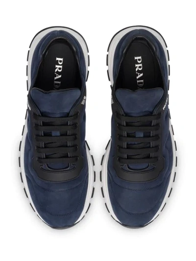 Shop Prada Suede Low-top Sneakers - Blue