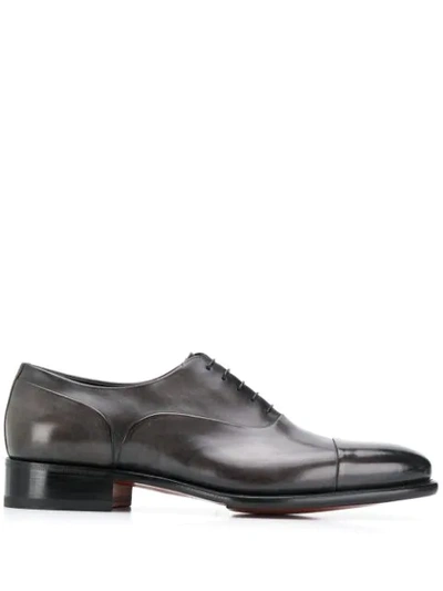 Shop Santoni Polished Oxford Shoes In Grey