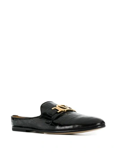 Shop Versace Logo Appliqué Loafers In Black