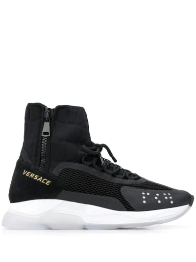 Shop Versace 'chain Reaction' High-top-sneakers In Black