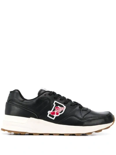 Shop Polo Ralph Lauren Logo Patch Low Top Sneakers In Black