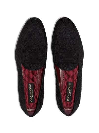 Shop Dolce & Gabbana 20mm Brocade Loafers In Black