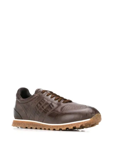 ALBERTO FASCIANI PERFORATED DETAIL SNEAKERS - 棕色