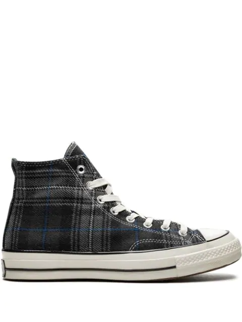 converse chuck 70 hi navy plaid trainers